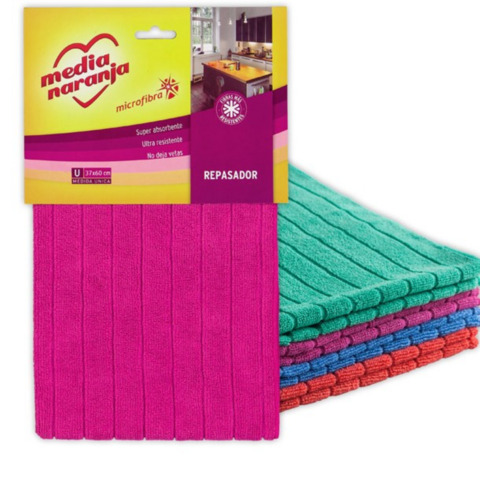 Repasador Microfibra Colores Varios Media Naranja 1 Un