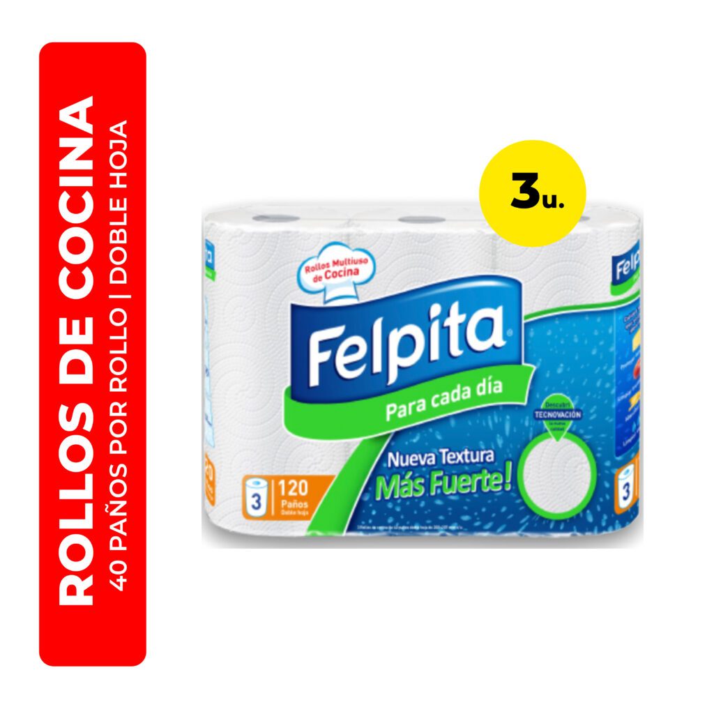 Rollo Cocina Conveniencia 180 Paños Felpita 3 Un