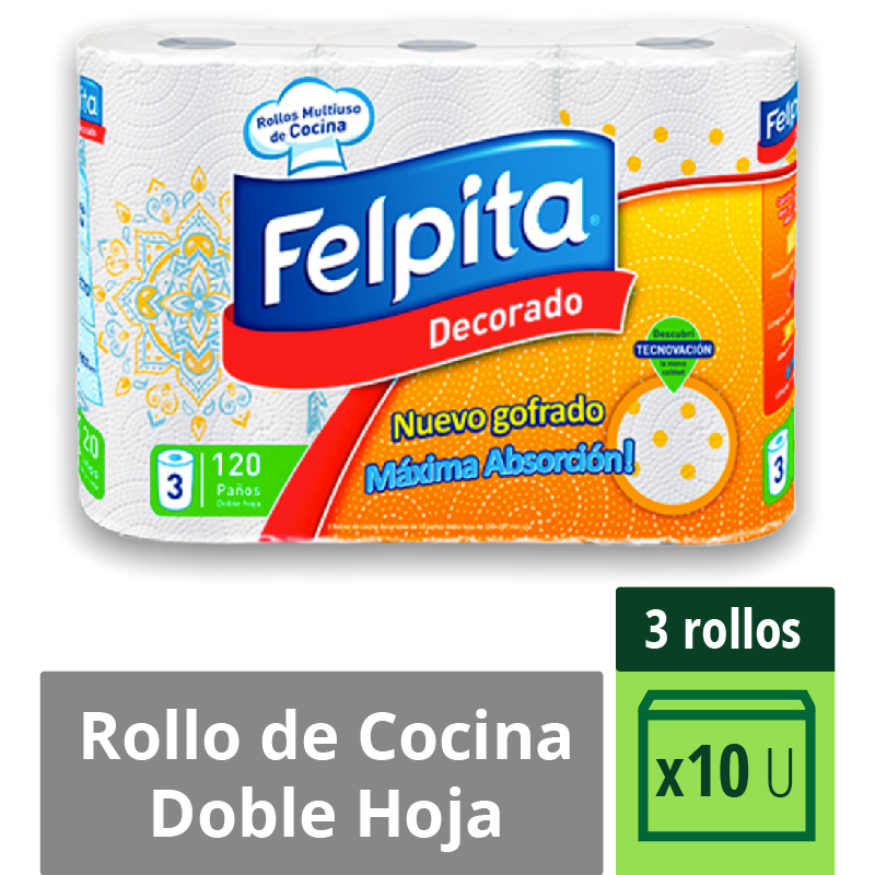 Rollo Cocina Decorado 40 Paños Felpita 3 Un