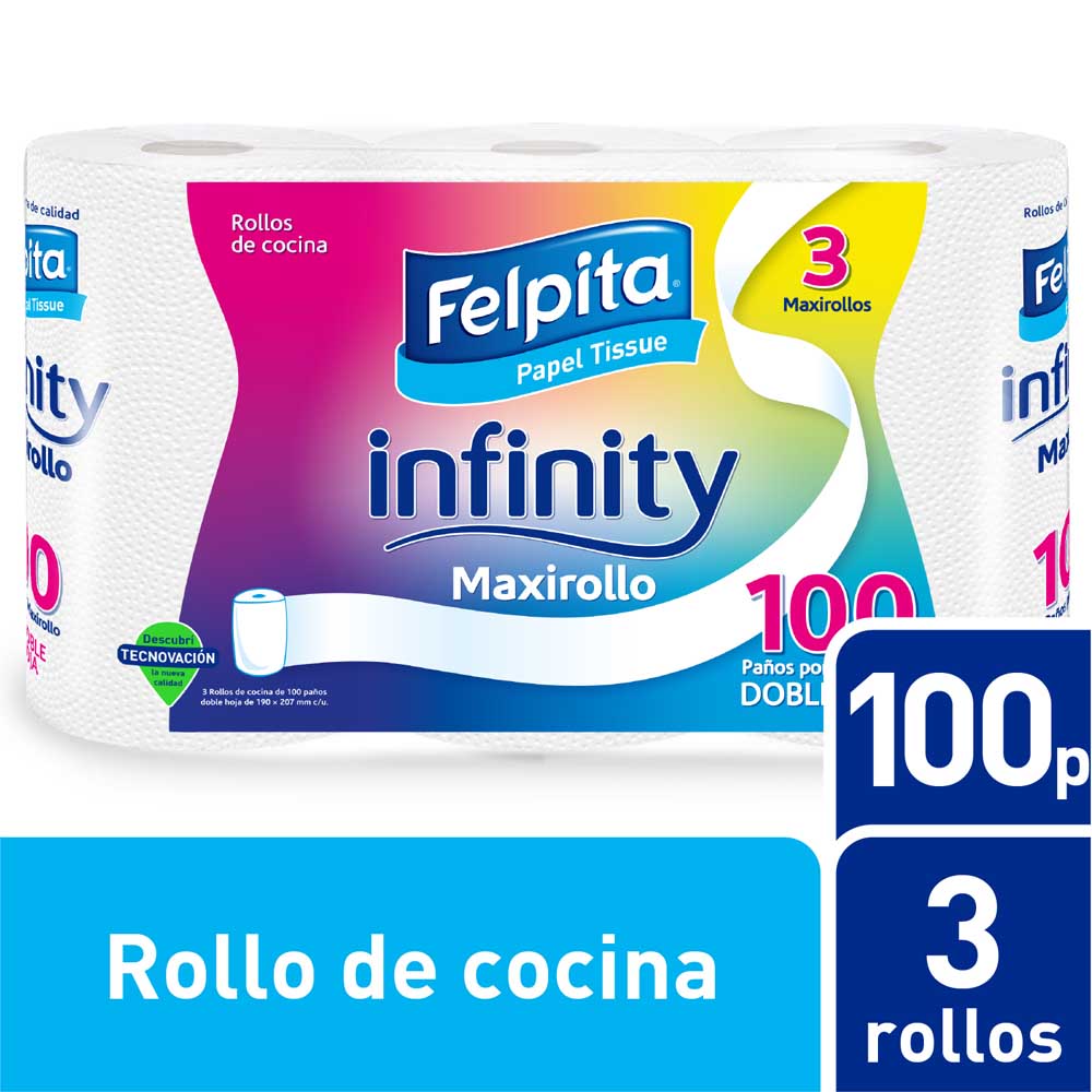 Rollo Cocina Infinity Bco.DH 100 Paños Felpita 3 Un