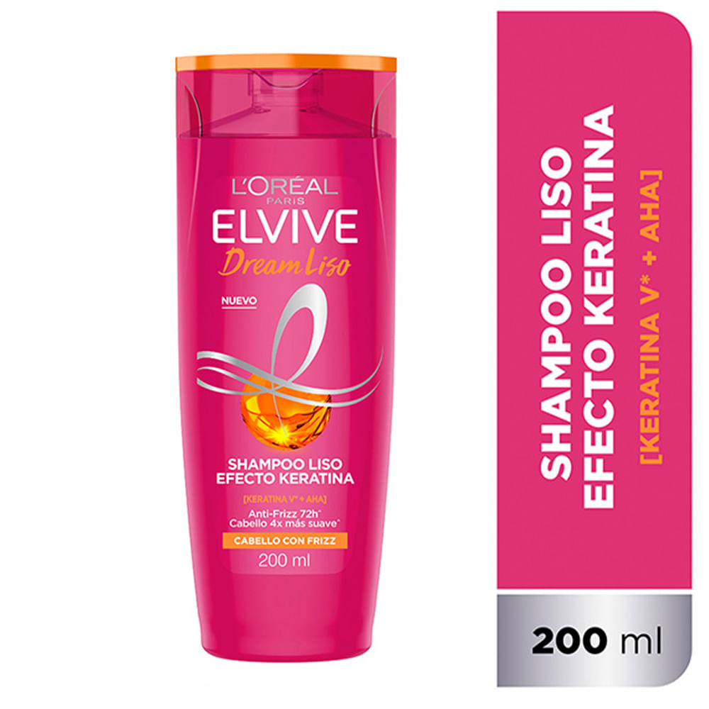 Shampoo Dream Liso Efecto Keratina Elvive 200 ml