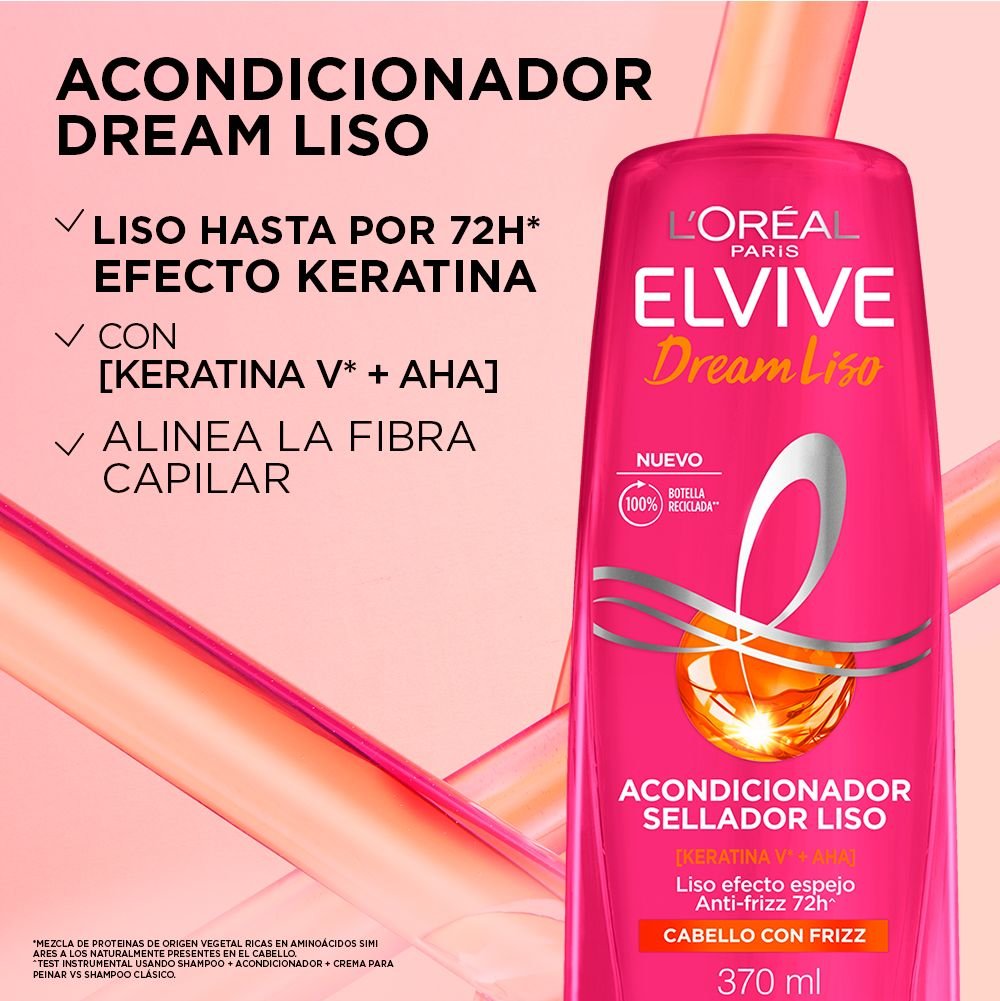 Shampoo Dream Liso Efecto Keratina Elvive 400 ml