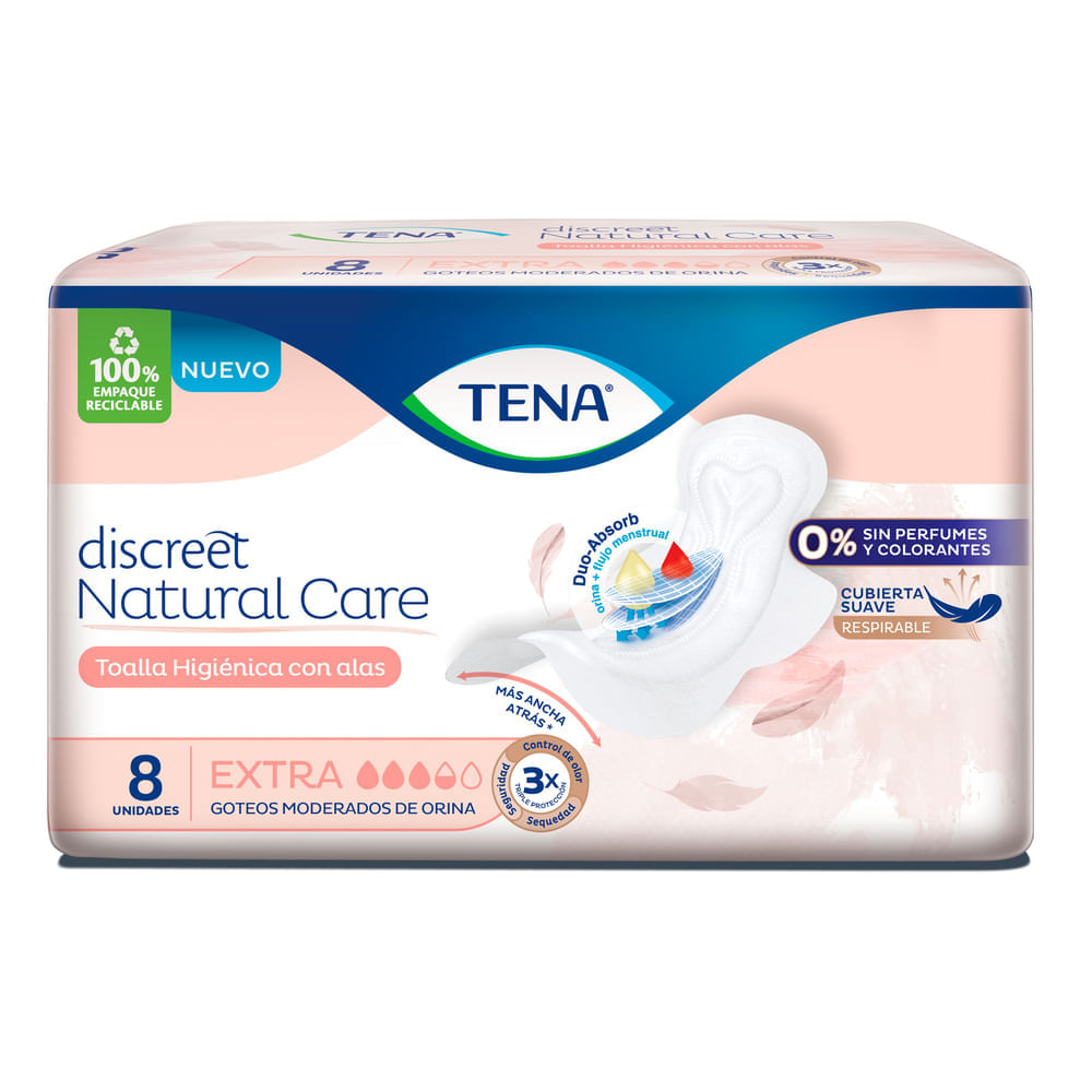 Toallas Fem. Discreet Natural Care C/A Tena 8 Un