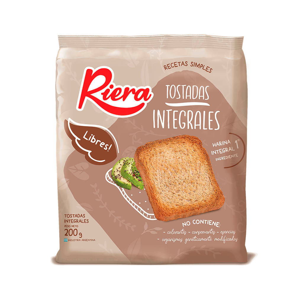 Tostadas Clasicas Integrales Libres Riera 200 Grs