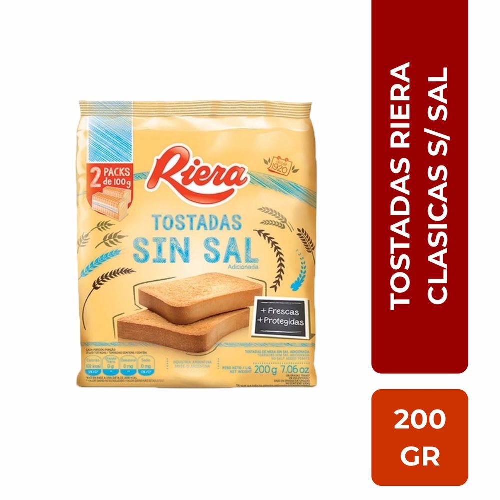 Tostadas Clasicas S/Sal Libres Riera 200 Grs